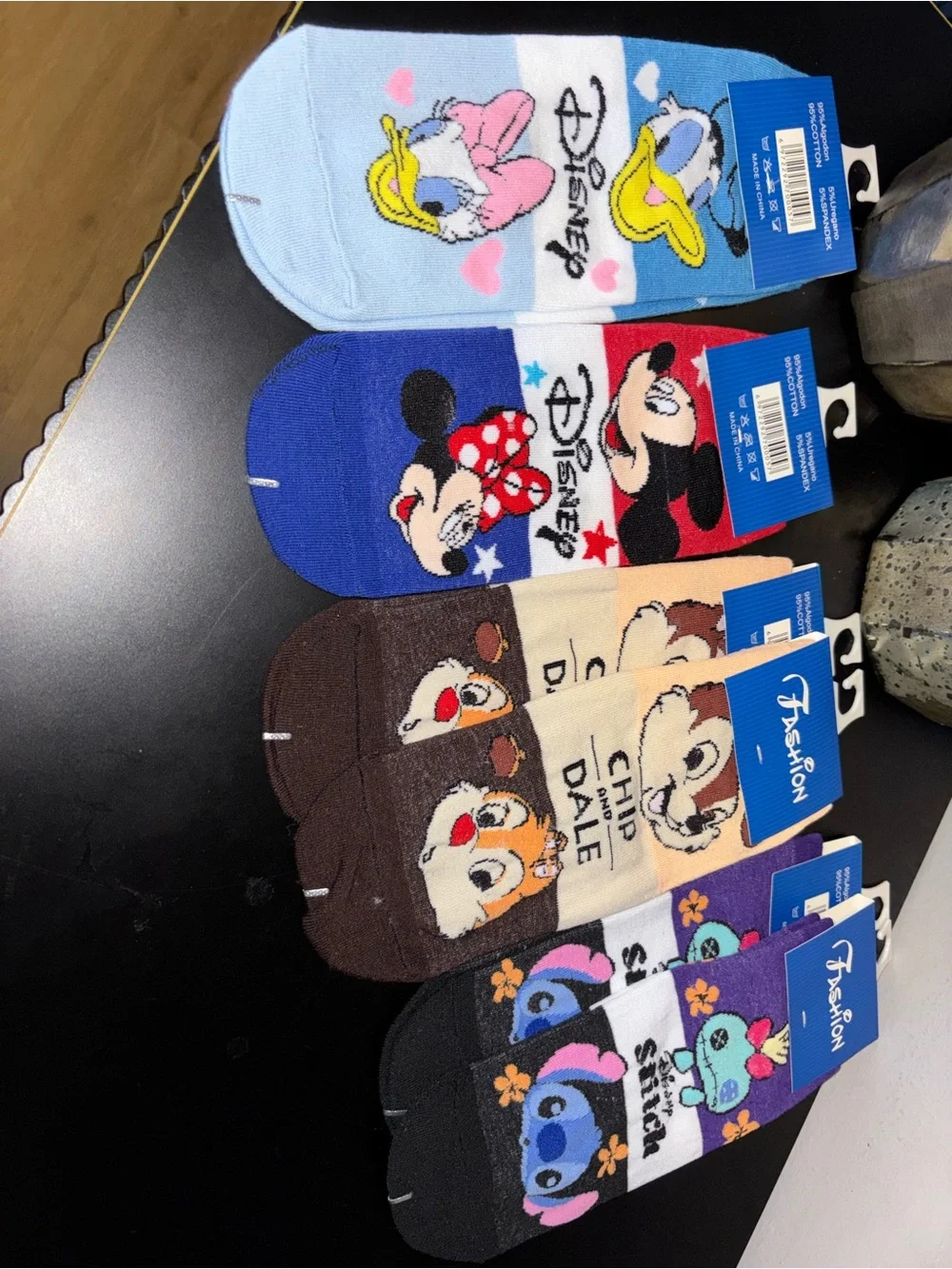 Disney Character Ankle Socks Bundle 4 Pairs - Mickey Stitch Chip & Dale! NWT